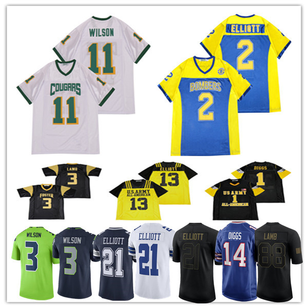 

ALL AMERICAN HIGH SCHOOL Football Jersey Cougars Foster Bombers Stefon Diggs Russell Wilson Ceedee Lamb Ezekiel Elliott Hot Sale, As pic