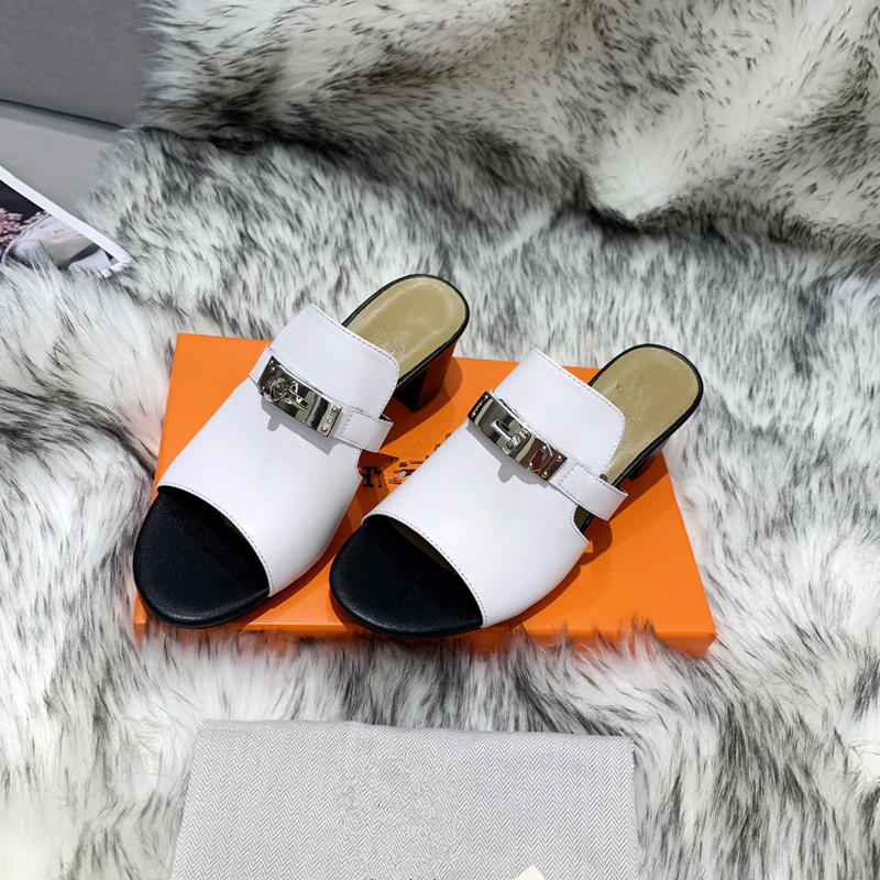 

Classical women slippers genuine leather high heel 5cm fashion sexly ladies summer shoes elegant style designer, Red