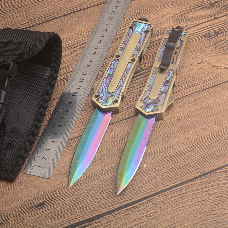 

440C Blade C07 Benchmade BM3300 UTX85 UT121 knife Inlaid Abalone Shells handle Camping Automatic Knife Tactical Cutting Tool