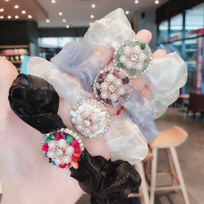 

New pig large intestine hair ring pearl hair ring tie ball head simple rope large intestine accessories1, Black