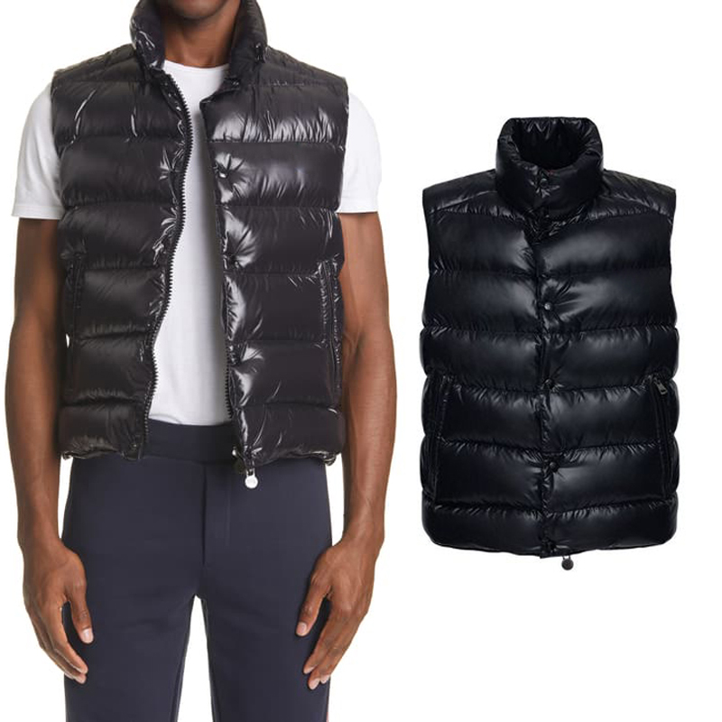 

Black Men Winter Down Filled Vest Sleeveless Padded Puffer Nylon Thick Gilet Quilted Lightweight Warm