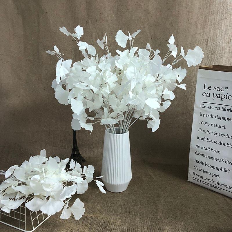 

Single Ginkgo Leaf Artificial Plant Tree Branch diy Wedding Decoration White Flower Plastic Fake Plant For Home Decor, Orange