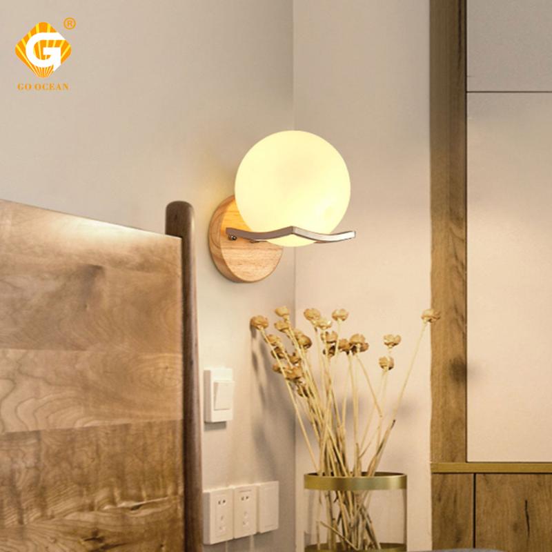 

Indoor Lighting LED Sconces Wall Lamp Modern Nordic Dining Room Study Lights Wood Wall Mounted Lamp Decorative E27 LED Bulbs