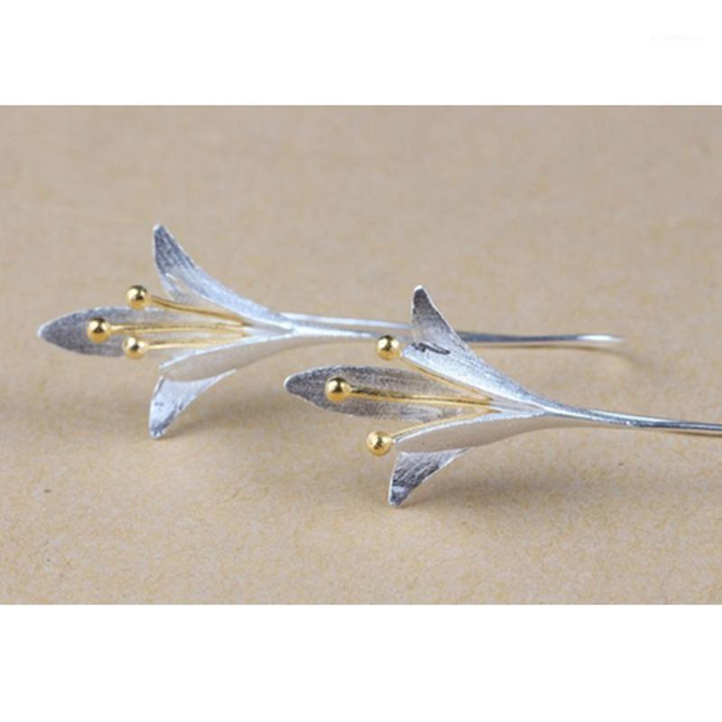 

2020 FASHION! Silver Color Long Flower Earrings for Women New Design Lovely Girls1