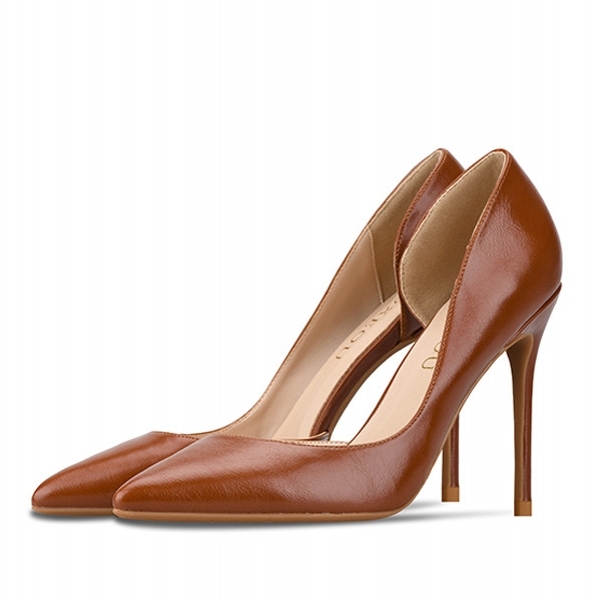 

Big size new high genuine leather pointed-finger sexy black pumps six inches/eight inches/ten inches thin heels office shoes DTMS, 6cm heel height