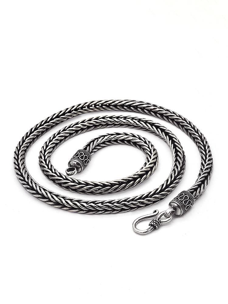 

Solid 925 Sterling Silver Necklace Mens Heavy Weave Chain Retro Handmade Jewelry For Men