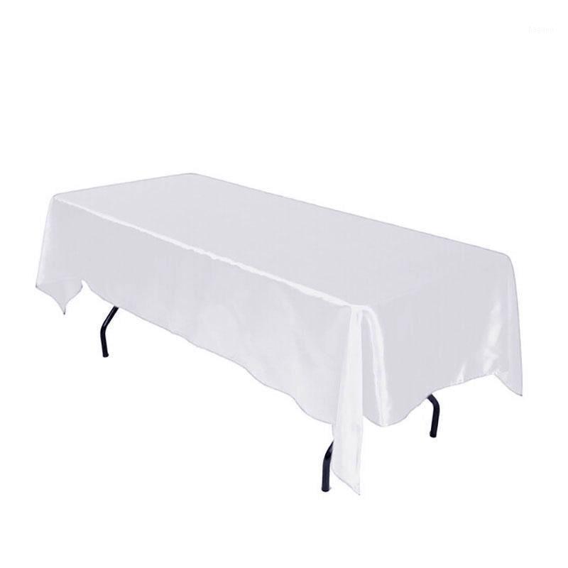 

High quality hotel restaurant rectangular wedding table cover banquet party decoration white satin tablecloth1