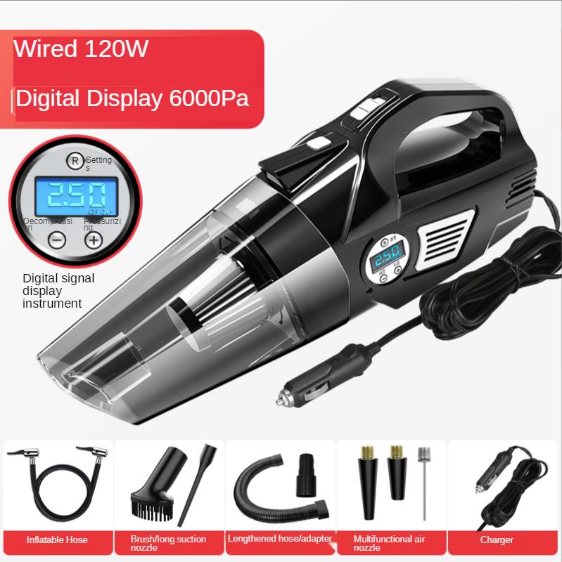 

Cordless Car Vacuum Cleaner 120W 6000Pa Air Pump Auto Tire Pressure Detection Air pump Mini Handheld Vacuum Cleaner w/LED Light