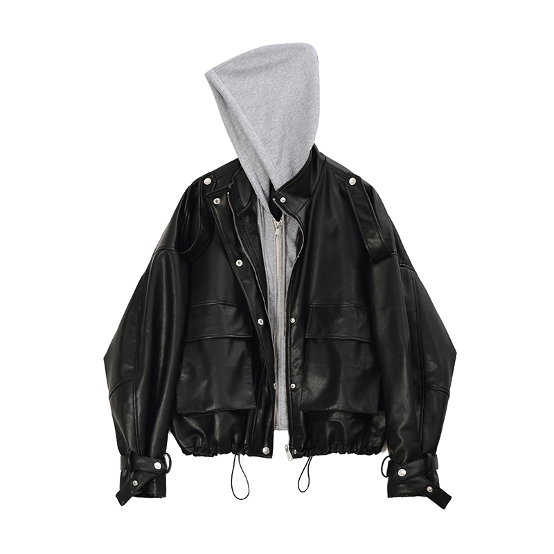 

Nova 2021 New Inverno Mulheres Jaqueta Plutnio Solto Capuz Do Falso De Couro Feminino Zper Biker Y3GD, Black
