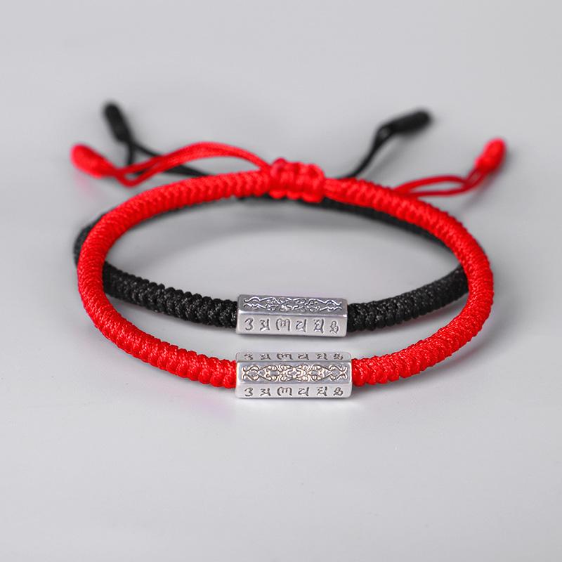 

Handmade Six-character Mantra Charm Bracelet Rope Bangle&Bracelet Red Black Color Love Lucky Bracelet Gifts