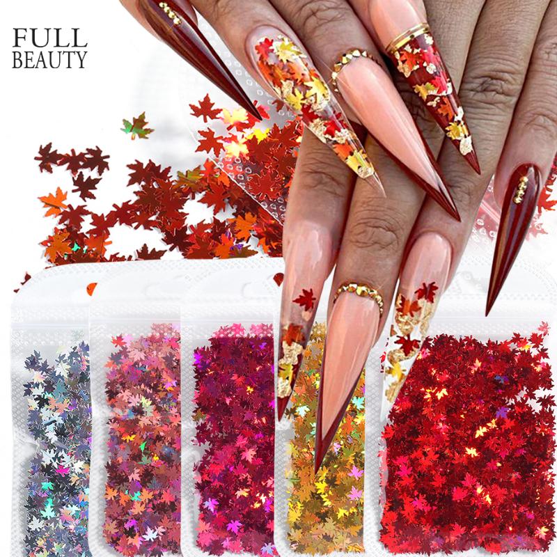 

Red Maple Sequins For Nail Laser Reflective Glitter Nail Flake Acrylic Slices Accesoires Decoration For Manicure CHDZS44-53