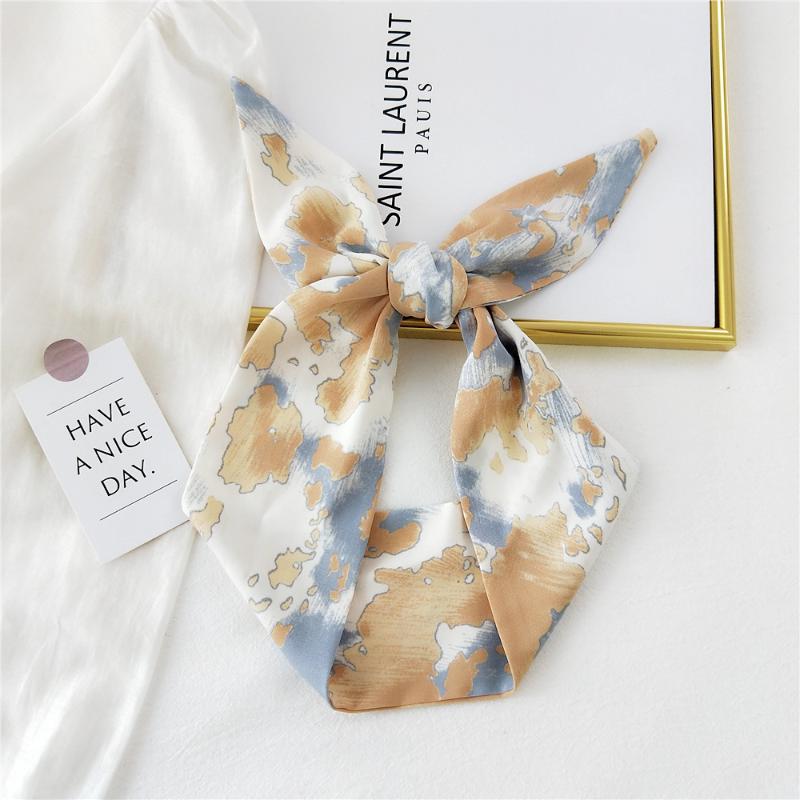 

Scarves Women Narrow Small Scarf 95x9cm Jungle Birds Print Twill Satin Silk Bag Ribbon Headbands Multifunction Streamer SJ350, Blue;gray