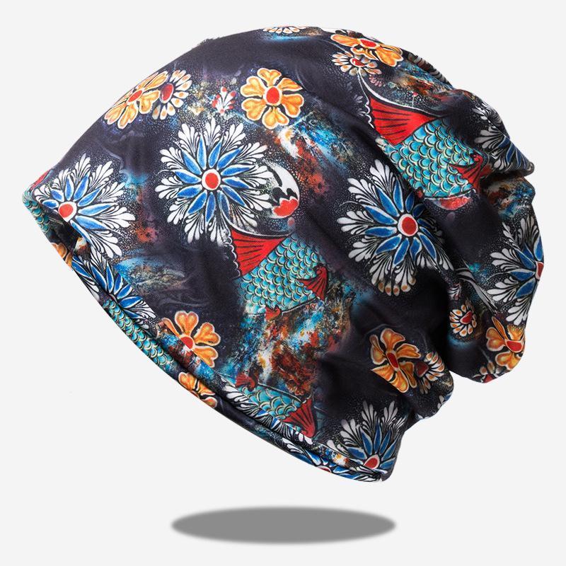 

Printed bib turban hat women's hooded elastic dual-purpose pile cap winter hats for women bonnets bucket hat1
