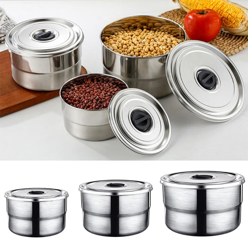 

Round Keep Fresh Leakproof Lunch Box Stainless Steel Multifunctional Bento With Lid Container Travel Easy Open Portable