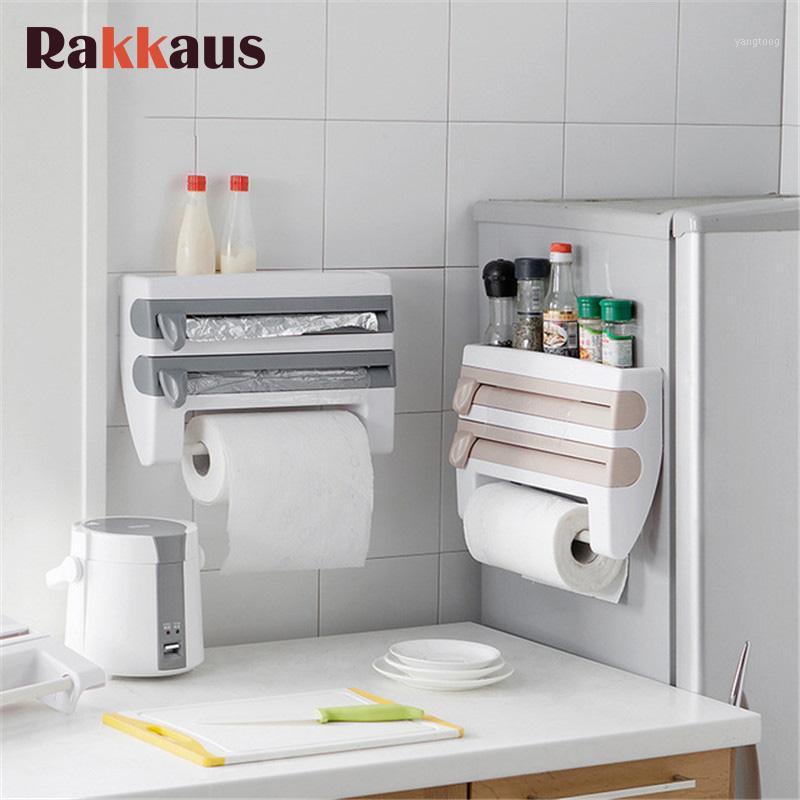 

Wall Mounted Kitchen Refrigerator Hang Film Storage Cutting Holder Wrap Cutter Tin Sheets Paper Towel Holder Kitchen Shelf Hook1