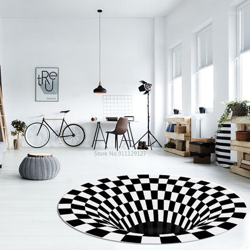 

Modern Alfombra Black/White Stereo Vision 3D Printing Carpets for Living Room Bedroom Area Rugs Kitchen Mat Home Illusion Carpet1
