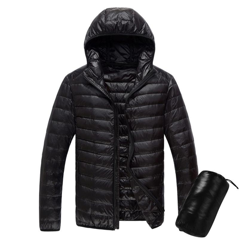 

Men Casual Jackets Autumn&Winter Ultra-Light Long-Sleeved Solid Color Hooded Carrying Case Warm Outwear Tops Sport Costume, Navy