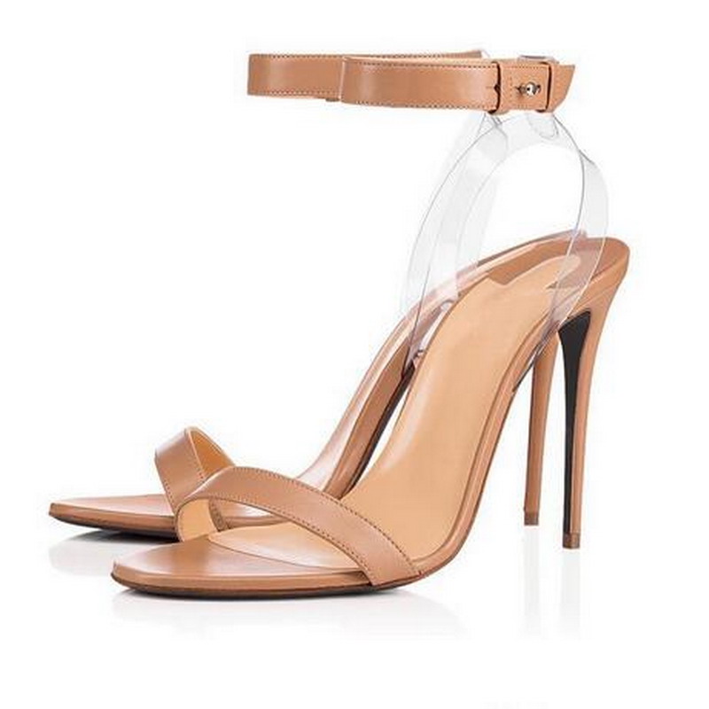 

2021 Fashion Brand Red Bottom Sandals Clear slingback heels sandal transparent strap Women High Heels party wedding fashion summer shoes 10, Black