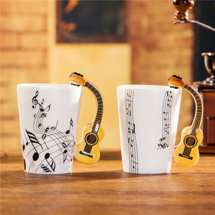 

2Pcs Coffee Mug Set Creative Ceramic Mug Novelty Acoustic Guitar Coffee Cups and Mugs Milk Cup Drinkware Gifts 250ML, Set of 2pcs