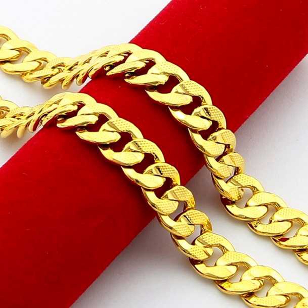 Statement Cuban Chain 18k Yellow Gold Filled Mens Necklace Long Accessories 24&quot;-image-708873448