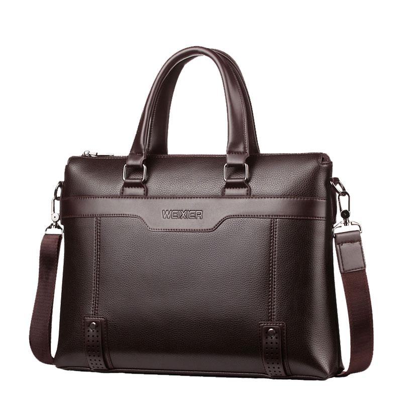 

Business Men's Bag PU Leather Crossbody Bags for Document A4 Man Briefcase Male Casual Laptop Handbags Waterproof Office Tote, Black