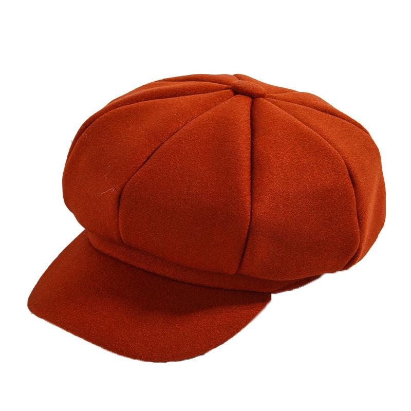 

2020 Fashion wild Women Beret Autumn Winter Octagonal Cap Hats Stylish Artist Painter Newsboy Caps Black Grey Beret Hats gorras, Orange