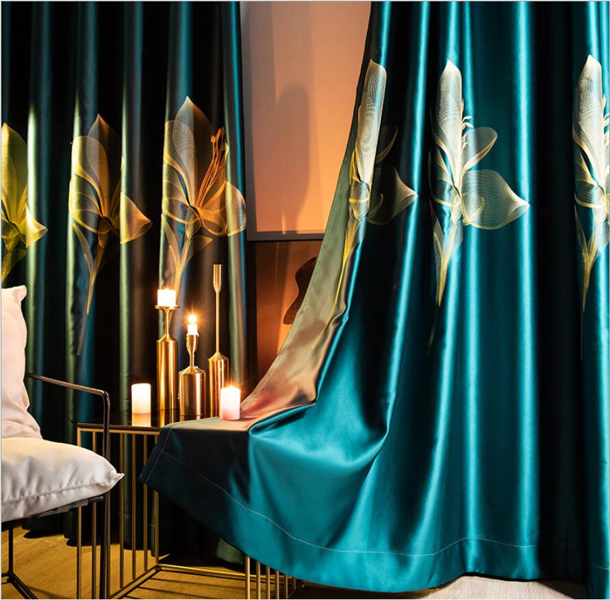 Gong brocade 3D embroidery shading curtain cloth light luxury living room bedroom balcony custom curtains-image-624507362