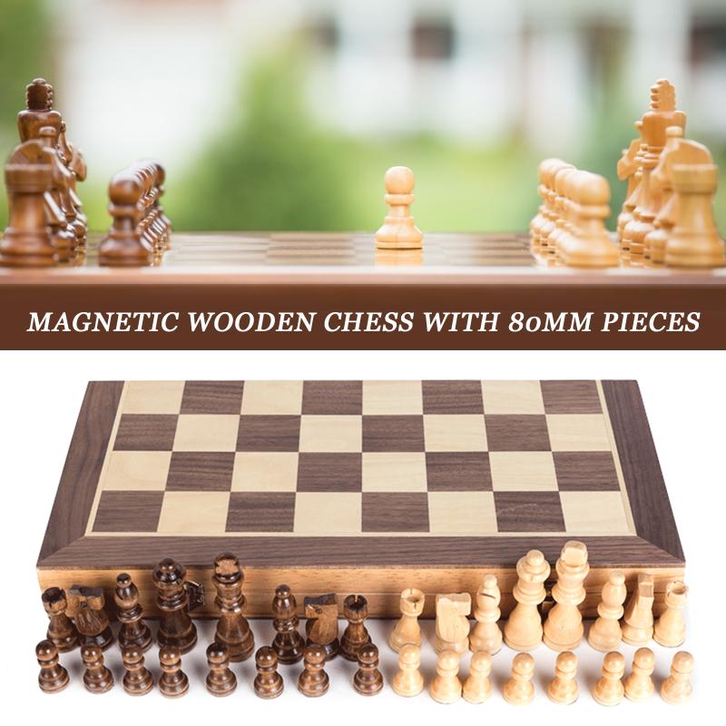 

Folding Wooden International Chess Set Pieces Set Board Game Funny Game Chessmen Collection Portable Board travel games