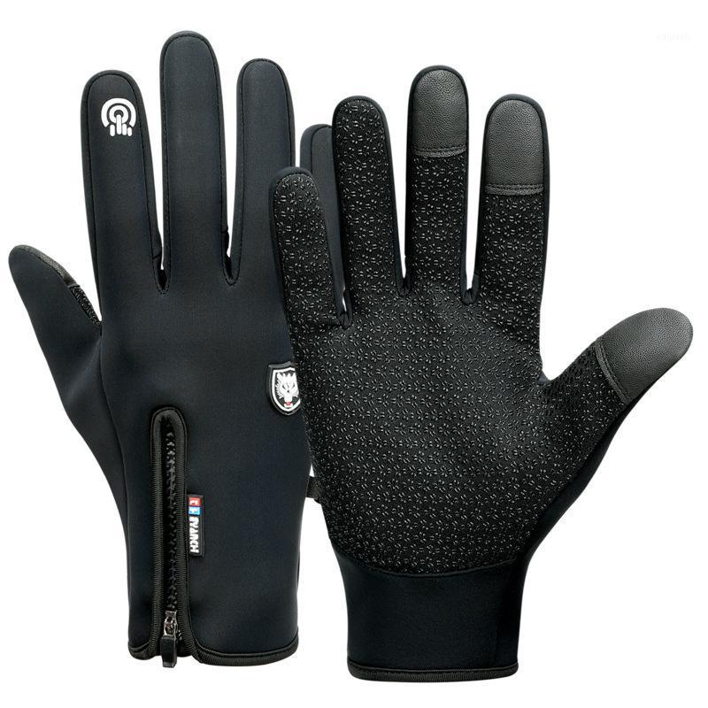 

Winter Warm Full Finger Gloves Touch Screen Gloves For Outdoor Sport Cycling Skiing Riding Waterproof Windproof Fleece Lined1, Black