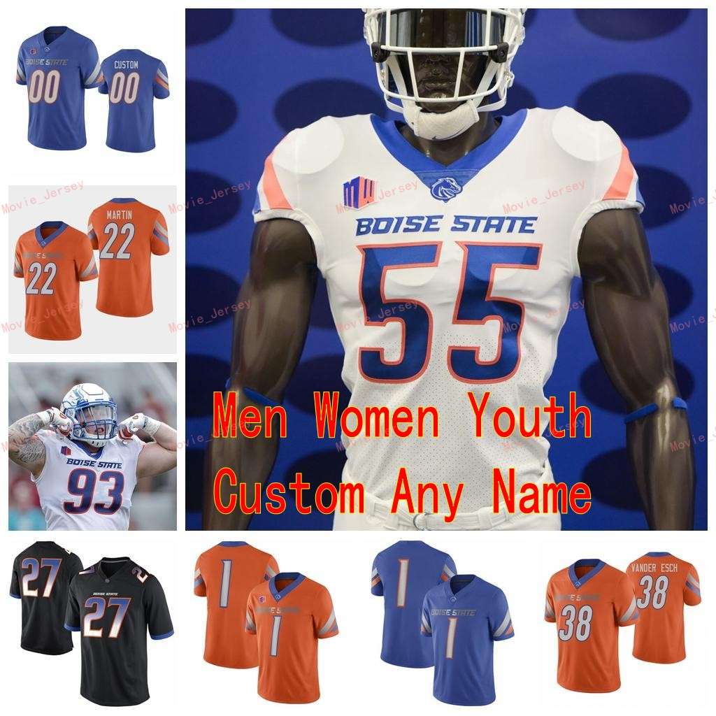 

Stitched Custom 1 Cedrick Wilson Jr. 10 Chase Cord 11 Kellen Moore 16 John Hightower Boise State Broncos College Men Women Youth Jersey, Womens black