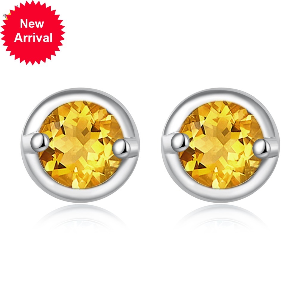 

Hutang bolt natural female prisoner yellow precious solid citrus rock 925 silver earrings sterling fine and elegant jewelry for the