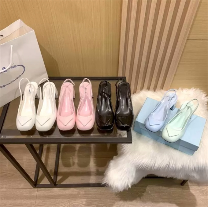

New Spring Women Mid-heel Pump Sandals Designers Dress Party Shoe Square Toe Leather High Heel Mules Ladies High Heels Shoes Szie35-40, Color 1