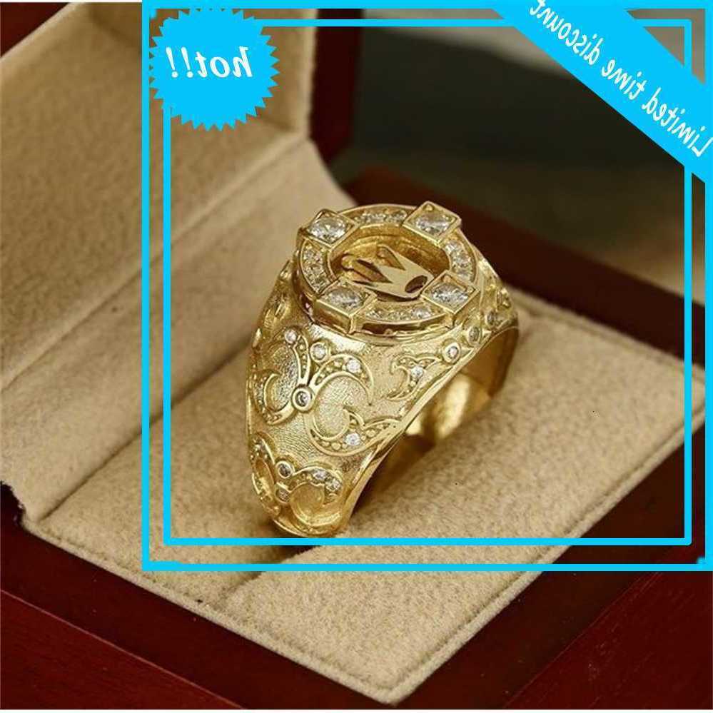 

Sanjie's 18K plated crown ring with carved diamond for men