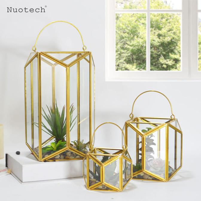 

Nuotech European Style Geometric Glass Flower Room 8-sided Portable Creative Home Glass Wind Lamp