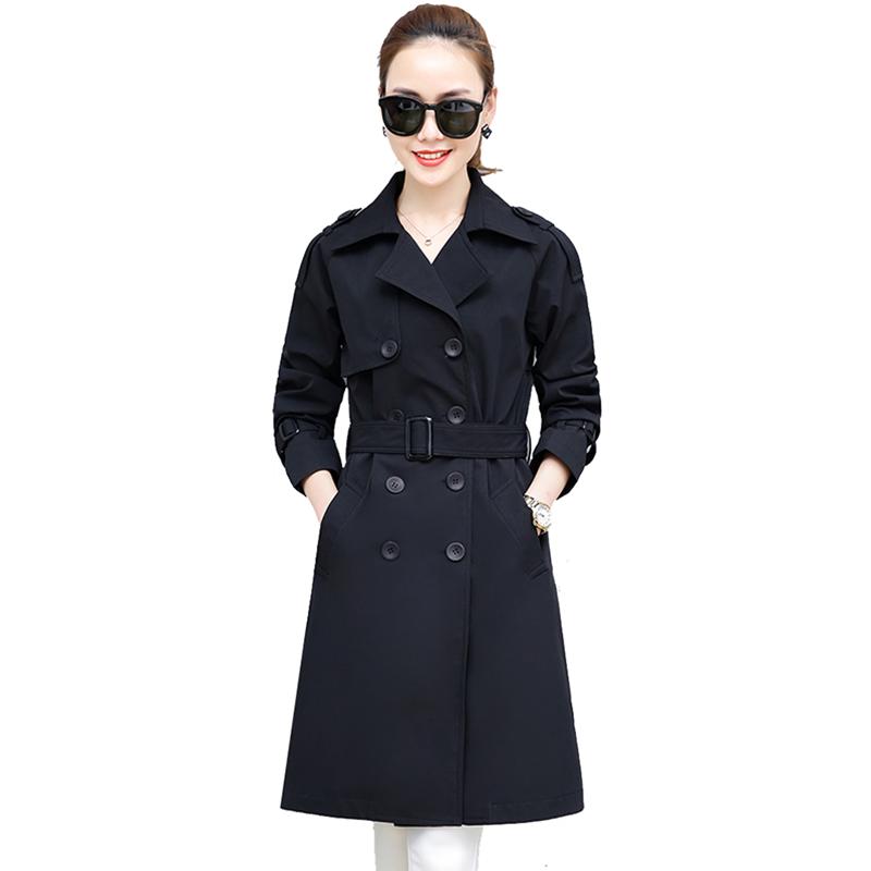 

Boutique plus size women's spring windbreaker medium long section autumn new fashion Korean double-breasted jacket overcoat, Green