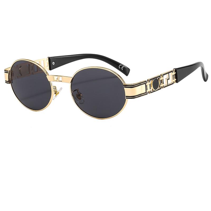 

Sunglasses Vintage Ooval Men Women Fashion Brand Punk Metal Frame Shades Man UV400 Gafas De Sol