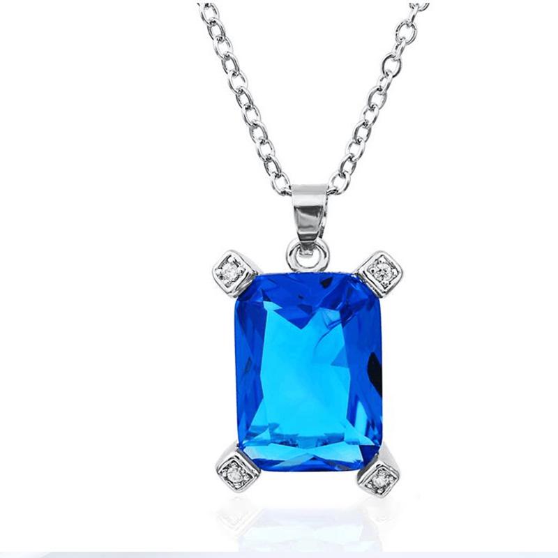 

Female Fashion Jewelry Clavicle Pendant Necklace Charming Women's Blue CZ Chain Romantic Valentine's Day Accessory Gifts