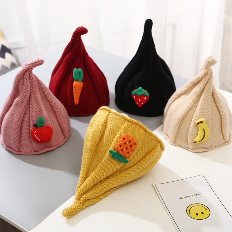 

shower cap hats for women Knitted hat Korean girls Autumn Winter Hat Baby 5-24 months baby wool children's pointed