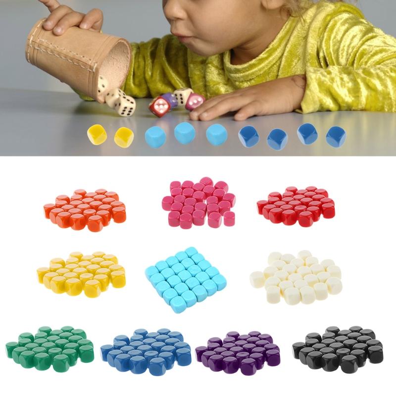 

20pcs 16mm Dice Filleted Corner Blank Dice DIY Engravable 6 Sided Poker Board Game Teaching