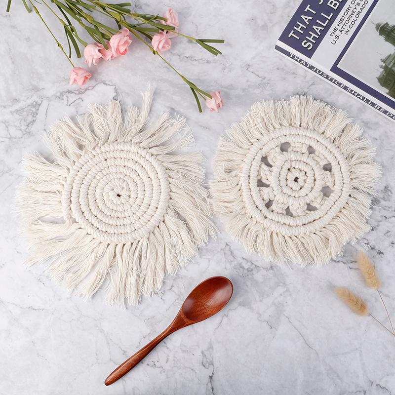 

NEW Northern Europe Cup Pad Pure Handmade Cotton Braid Non-slip Insulation Mats Bohemia Tablecloth Table Mat Placemats Cup Pad