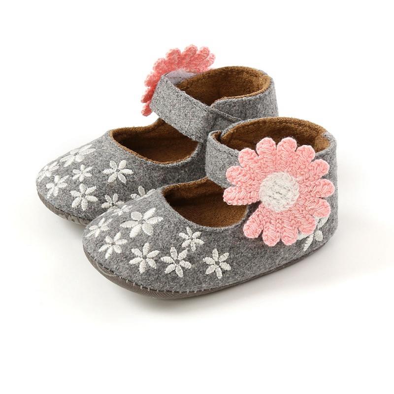 

Toddler Frist Walking Shoes -18M Fashion Sweet Little Flower Baby Girl Casual Soft Soled, Gray