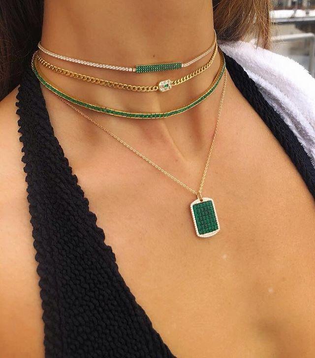 

Party gift baguette rainbow green cubic zirconia charm women jewelry Bezel setting tiny square tennis cz 30+10cm choker necklace