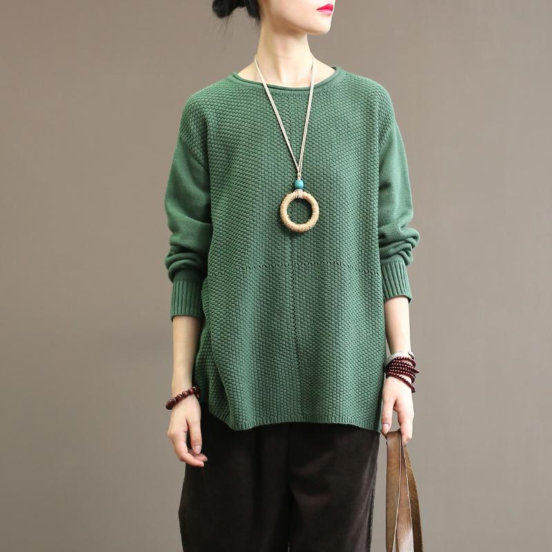 

Johnature Women Knitted Cotton Sweater 2020 Autumn New O-Neck Long Sleeve Pullover Sweater Solid Color Casual Vintage Sweaters, Black