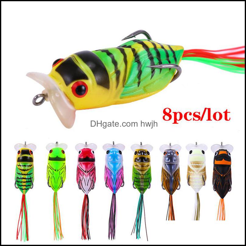 

Baits & Lures Fishing Sports Outdoors 8Pcs/Lot 6Cm/12.1G Bonic Cicada Bait Lure Kit Set Bass Trout Pike Soft Artificial Topwater Freshwater