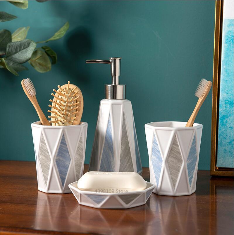 

Nordic bathroom set simple ceramic bathroom supplies toilet decoration accessories toothbrush holder soap dispenser