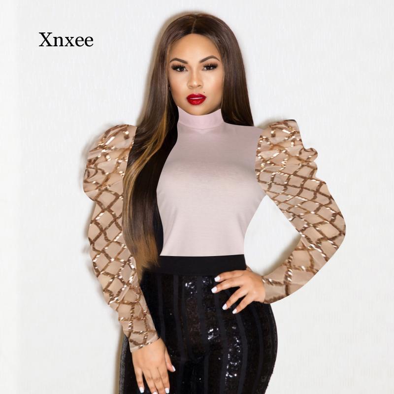 

Women' Blouses & Shirts Women Plus Size Puff Sleeve Mesh See Through Long O-Neck Top Shirt Black Spring Fall Chic Slim Clothing, Blue