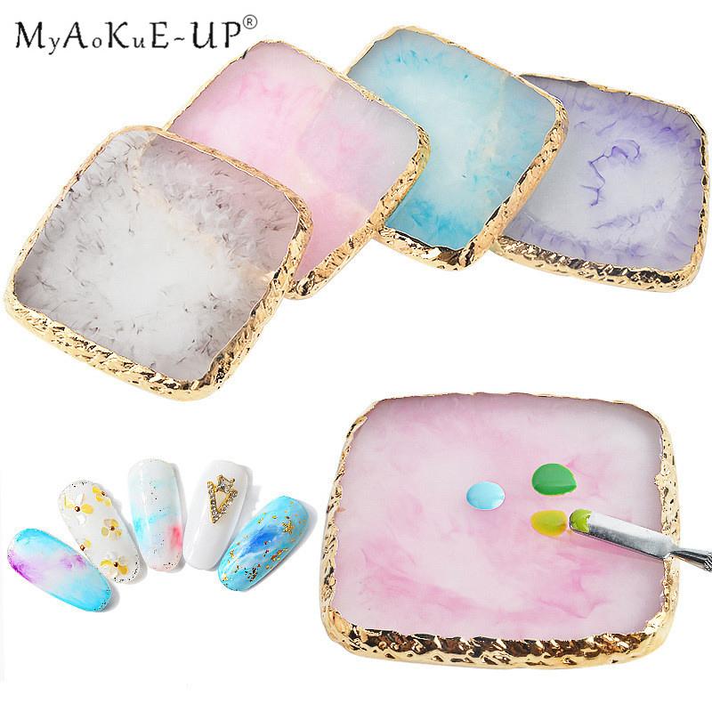 

Resin Stone Eyelash Glue Holder Plate Pad Nail Art Palette Gel Polish Foundation Mixing Eyelash Adhesive Stand Cosmetics Tools