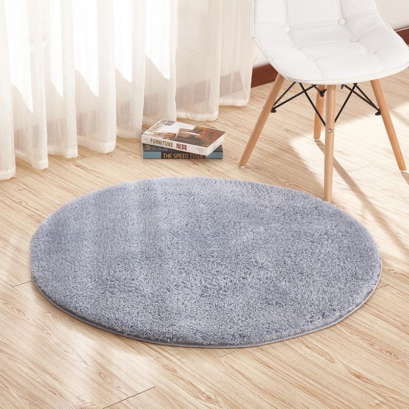 

Soft Solid Round Carpet Computer Chair Floor Mat Living Room Fluffy Round Rug Kids Play Tent Shaggy Rug Home Entrance Doormat1, Blue gray