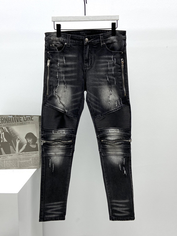 

Luxury Jean Mens Designers Jeans Distressed Ripped Biker Slim Fit Motorcycle Bikers Denim For Men s Fashion Mans Black Pants Hip-Hop pour hommes, Customize