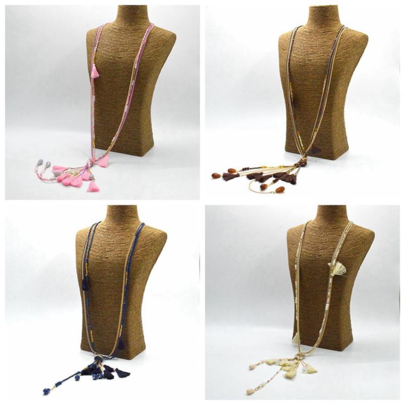 

Color Vintage Statement Chain Long Necklace Tassels Pendants Women Knotted Pendants Fashion Jewelry Accessories N15552